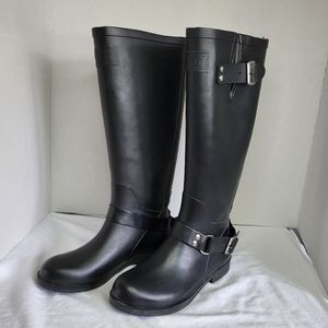 Pajar Moto Style Black Slip On Rain Boots Sz 5½